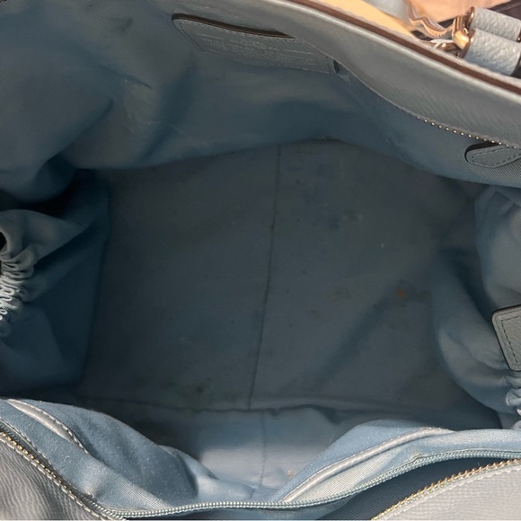 Blue, Coach leather diaper bag with strap and changing pad